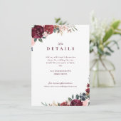 バーガンディーボーホー花のラスティックウェディングの詳細 エンクロージャーカード (スタンド正面)