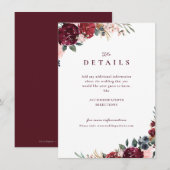 バーガンディーボーホー花のラスティックウェディングの詳細 エンクロージャーカード (正面/裏面)