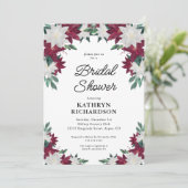 バーガンディーポインセチアのクリスマス ブライダルシャワー 招待状 (スタンド正面)