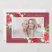 バーガンディーポインセチアの花フレーム写真 シーズンカード (正面)