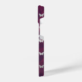 バーガンディーポリゴンシルバーバタフライiPhone 14ケース iPhoneケース (左側面)