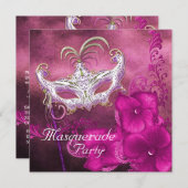 バーガンディーマスカレードパーティー 招待状 (正面/裏面)