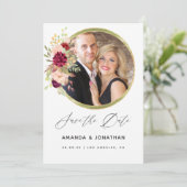 バーガンディーマルサラとブッシュのジオメトリック・セーブ・ザ・デート セーブザデート (スタンド正面)