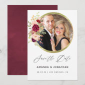 バーガンディーマルサラとブッシュのジオメトリック・セーブ・ザ・デート セーブザデート (正面/裏面)