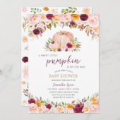 バーガンディーリトルカボチャ赤ちゃんシャワー 招待状 (正面/裏面)