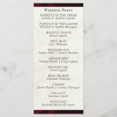 バーガンディーリボンの結婚式プログラム プログラム (裏面)