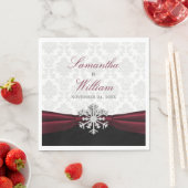 バーガンディーリボン冬の結婚式 スタンダードランチョンナプキン (インサイチュ)