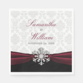 バーガンディーリボン冬の結婚式 スタンダードランチョンナプキン (正面)