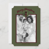 バーガンディーリースのクリスマスカード（名入れ） セーブザデート (正面)