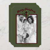 バーガンディーリースのクリスマスカード（名入れ） セーブザデート (正面/裏面)