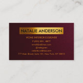 バーガンディーレザー&ゴールドフォイルの名刺 名刺 (裏面)