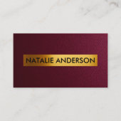 バーガンディーレザー&ゴールドフォイルの名刺 名刺 (正面)