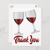 バーガンディーレッドありがとうワイン/シャンパングラス ポストカード (正面/裏面)