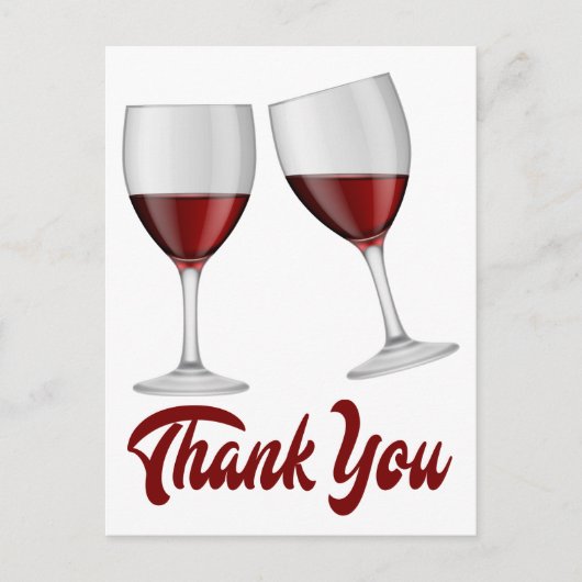 バーガンディーレッドありがとうワイン/シャンパングラス ポストカード (正面)