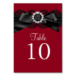 バーガンディーレッドとブラックパールボウテーブル番号カード テーブルナンバー