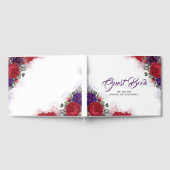 バーガンディーレッドとプラムパープル結婚フローラ ゲストブック (全面)