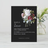 バーガンディーレッドとホワイトの芍薬が一つになったウェディング 招待状 (スタンド正面)