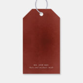 バーガンディーレッドとホワイトの花のボホサンキュー ギフトタグ (裏面)