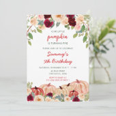 バーガンディーレッドと赤面カボチャの誕生日パーティー 招待状 (スタンド正面)