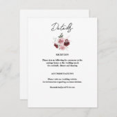 バーガンディーレッドと赤面ピンク結婚フローラ エンクロージャーカード (正面/裏面)