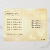 バーガンディーレッドと金ゴールドホリークロスフォトフレーム文字 箔シーズンポストカード (裏面)