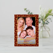 バーガンディーレッドと金ゴールドホリークロスフォトフレーム文字 箔シーズンポストカード (立ち正面)