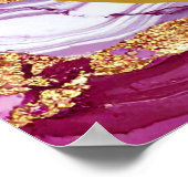 バーガンディーレッドと金ゴールドマーブルアゲート誕生日パーティー ポスター (角)