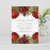 バーガンディーレッドと金ゴールドヴィンテージリハーサルディナー 招待状 (スタンド正面)