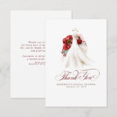 バーガンディーレッドの花のウェディングシャワーのお礼 サンキューカード (正面/裏面)