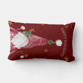 バーガンディーレッドクリスマス格言ウォーターカラーホリースター ランバークッション (裏面)