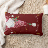 バーガンディーレッドクリスマス格言ウォーターカラーホリースター ランバークッション (ブランケット)