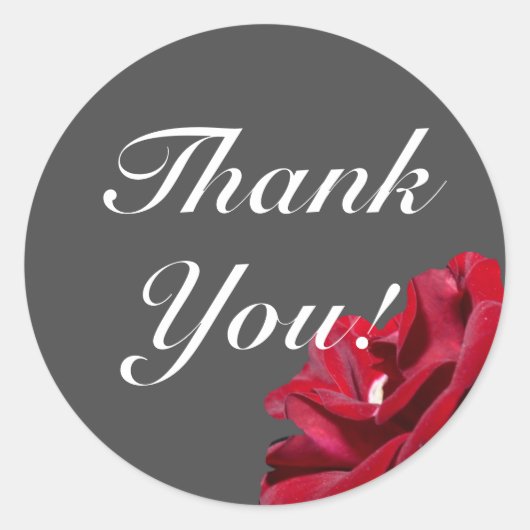 バーガンディーレッドグレーフローラありがとうラウンドステッカー ラウンドシール (正面)
