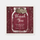 バーガンディーレッドバーンウッドメイソンジャガーサンキュー結婚ズ スタンダードカクテルナプキン (正面)