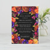 バーガンディーレッドパープルオレンジフローラブライダルシャワーイン 招待状 (スタンド正面)