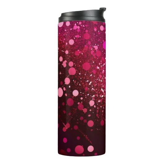 バーガンディーレッドピンクグリッターサーマルタンブラー12oz タンブラー (回転左)