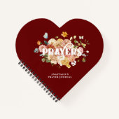 バーガンディーレッドピンクフローラハート祈りの言葉ジャーナル ノートブック (正面)