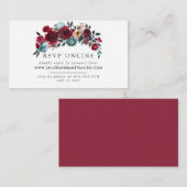 バーガンディーレッドピンクフローラ結婚ズWebサイトRSVP エンクロージャーカード (正面/裏面)