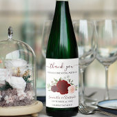 バーガンディーレッドピンクローゼエレガントな結婚式ありがとう ワインラベル