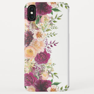 バーガンディーレッドピーチピンクの花フローラ iPhone XS MAXケース