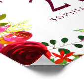 バーガンディーレッドフローラボーホサイン21歳の誕生日パーティー ポスター (角)