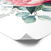 バーガンディーレッドフローラ秋の結婚式ウェルカムサイン ポスター (角)