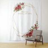 バーガンディーレッドフローラ金ゴールドブライダルシャワーフォトブース タペストリー (インサイチュ)