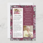 バーガンディーレッドフローラ3写真葬式プログラム (裏面)