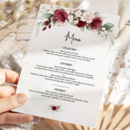 バーガンディーレッドフローラ4x9メニュー メニュー