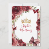 バーガンディーレッドプリンセスドレスフラワーズキンセアニラ 招待状 (裏面)