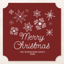 バーガンディーレッドホワイトスノーフレークスクリスマスパーティー