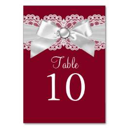 バーガンディーレッドホワイトパールボウテーブル番号カード テーブルナンバー