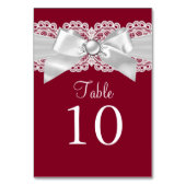 バーガンディーレッドホワイトパールボウテーブル番号カード テーブルナンバー (裏面)