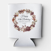 バーガンディーレッドマウヴ秋花花50誕生日 缶クーラー (正面)