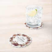 バーガンディーレッドマウヴ秋花花80誕生日 ペーパーコースター (インサイチュ)